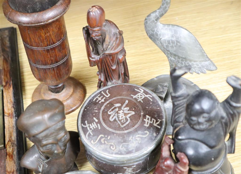 A group of 19th century Chinese wood carvings etc